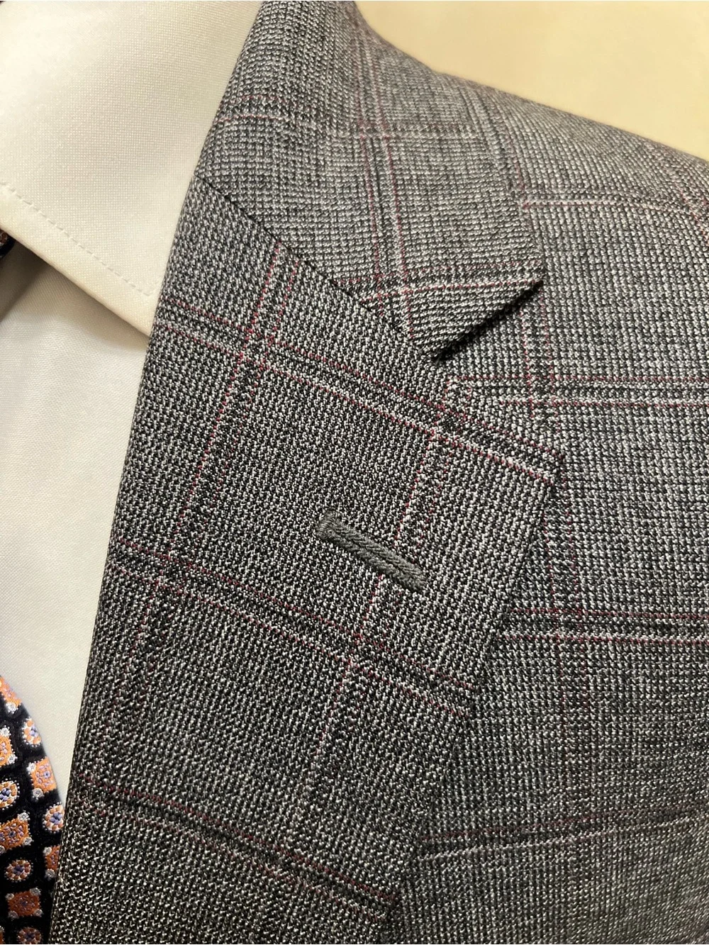 Jos A  Bank Window Pane Sport Coat Blazer Jacket 100% Wool Gray Men 44XL